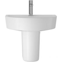 Vasari - Hudson Reed Marlow Comfort Basin and Semi Pedestal 520mm Wide - 1 Tap Hole
