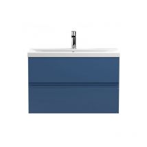 Vasari - Hudson Reed Urban Wall Hung 2-Drawer Vanity Unit with Basin 1 Satin Blue - 800mm Wide