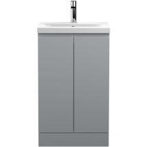 Hudson Reed Urban Floor Standing 2-Door Vanity Unit with Basin 1 Satin Grey - 500mm Wide