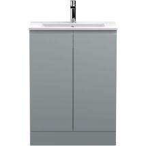 Vasari - Hudson Reed Urban Floor Standing 2-Door Vanity Unit with Basin 2 Satin Grey - 600mm Wide