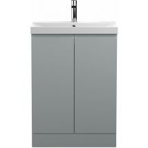 Vasari - Hudson Reed Urban Floor Standing 2-Door Vanity Unit with Basin 3 Satin Grey - 600mm Wide
