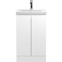 Urban Floor Standing 2-Door Vanity Unit with Basin 1 Satin White - 500mm Wide - Hudson Reed