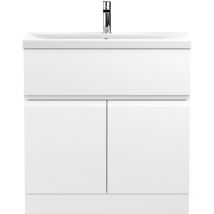 Hudson Reed Urban Floor Standing 2-Door Vanity Unit with Basin 1 Satin White - 800mm Wide