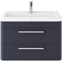 Vasari - Hudson Reed Solar Indigo Blue 800mm Wall Hung 2 Drawer Vanity Unit and Ceramic Basin with 1 Tap Hole - SOL304A