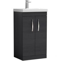 Nuie Athena Floor Standing 2-Door Vanity Unit with Basin-1 500mm Wide - Charcoal Black