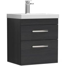 Vasari - Nuie Athena Wall Hung 2-Drawer Vanity Unit with Basin-1 500mm Wide - Charcoal Black