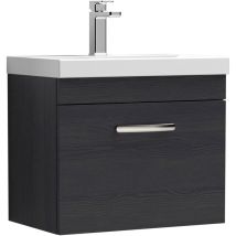 Nuie Athena Wall Hung 1-Drawer Vanity Unit with Basin-3 600mm Wide - Charcoal Black