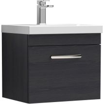 Nuie Athena Wall Hung 1-Drawer Vanity Unit with Basin-3 500mm Wide - Charcoal Black
