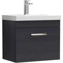 Nuie Athena Wall Hung 1-Drawer Vanity Unit with Basin-1 600mm Wide - Charcoal Black
