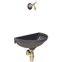 Vasca a muro Versilia per casa giardino con rubinetto e sifone in ottone finitura a scelta : brunito