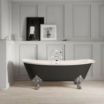 Vasca da bagno freestanding in ghisa stile classico con piedini BRADFORD nera 180 cm Piedini cromati