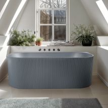 Arati Bath&shower - Vasca da bagno incasso moderna grigio opaco 170x80cm scanalata Delo Moon