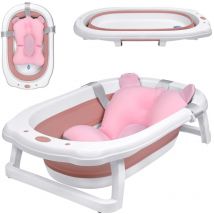 Vaschetta per il bagnetto 82x50 cm Vaschetta per il bagnetto pieghevole rosa pp+pte Vaschetta per il bagnetto con poggiapiedi antiscivolo Vaschetta