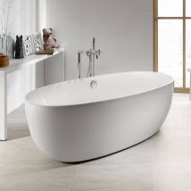 Vasca freestanding in resina bianco lucido 170x80 cm – Troppopieno integrato – Helios