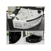 Bagno Italia - Vasca Idromassaggio cm 152x152 standard nera vetro frontale 12 idrogetti cromoterpia e miscelatore a cascata