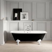 Rogier&mothes - Vasca da bagno freestanding in ghisa stile classico con piedini plymouth nera 153 cm Piedini bianchi