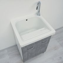 Vasca lavapanni ceramica 60x60 Loira con Mobile domina mix