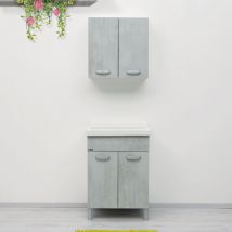 Vasca lavatoio in ceramica 60x50 Reno con mobile Domina Mix Cemento