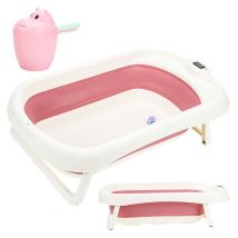 Jopassy - Vasca per bambini - Set da viaggio pieghevole - con termometro - per bambini - Antiscivolo - rosa