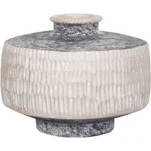 Beliani - Vase à Fleurs Traditionnel Boho Jardinière Magnésium Intérieur Extérieur Beige et Gris Deksati