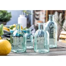 4x Vase "Aqua" in türkis, 10-19 cm klein, aus klarem Glas, Tischvase, Blumenvase, Vasenset