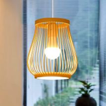 Minkurow - Vase Bambou Tissage Pendentif Lumière Abat-Jour En Bambou Plafonnier Lustre Plafonnier Lampe De Décoration Pour Restaurant, Salon,
