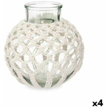Giftdecor - Vase white glass fabric 25 x 26,5 x 25 cm (4 pcs.) macramé