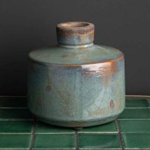 Vase bouteille large gris bleu 13x13cm