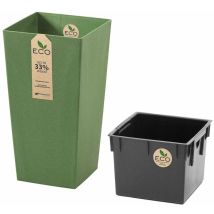 Vase carré élevé dans un intérieur écologique avec des ordures internes amovibles EcodeCo Durs 32.5x32.5xH61 cm OliveDrab - OliveDrab