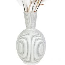 Vase en céramique beige rayé