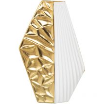 Vase en céramique blanc/or 23x8x35 cm