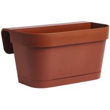 Led Leds - Vase de résine Balconiere B-Smart avec soucoupe et entretoise 46x16x19 cm Brown - Brown