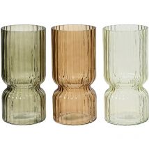 Vase de röhrenförmig gewelltes Glas, Glas, ø11x23cm, 3 Farben. basics