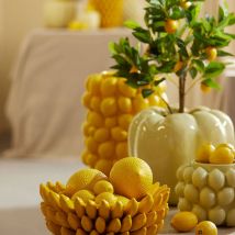 Light And Living - Vase déco citron jaune céramique 33x34x34cm
