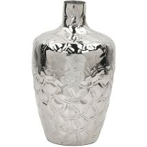 Vase Décoratif à Fleurs en Aluminium Argenté Motif Peau d'Ananas Hauteur 33 cm Accessoire Idéal pour Chambre ou Salon Moderne et Glamour Beliani