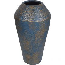 Beliani - Vase Décoratif au Style Antique en Forme d'Amphore fabriqué en Céramique Bleu et Doré de 51 cm de Hauteur au Style Vintage