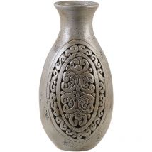 Beliani - Vase Décoratif en Terre Cuite Gris Style Antique Fait Main Amphore Boho Megara