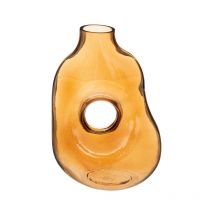 Vase Donut en Verre 'Solag' 25cm Ambre