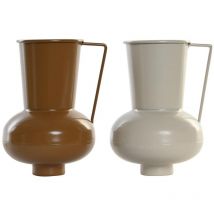 Dkd Home Decor - Vase 13 x 12,5 x 17 cm beige métal orange moutarde (2 pièces)