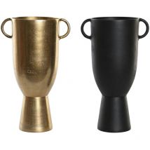 Dkd Home Decor - Vase 25 x 18 x 41 cm noir or aluminium moderne (2 pièces)