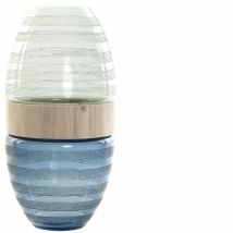 Holzvase aus marineblauem Glas – Deko-Objekt aus Holz – 21 x 21 x 43 cm – Multicolor Akzente