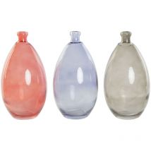 Dkd Home Decor - Vase noir rouge bleu marine verre trempé 14 x 14 x 30 cm (3 pièces)