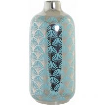 Dkd Home Decor - Porzellanvase 15x15x41.5 Chrom türkise Chrom Porzellanmaterial Mehrfarbvase -Details