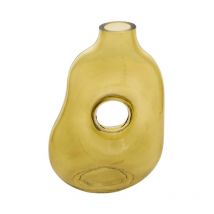 Vase Donut en Verre 'Solag' 24cm Vert Kaki