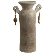 Vase en céramique avec pendentifs en bois