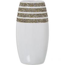 Fijalo - Vase en céramique blanche avec cristaux 16X9X30 Cm