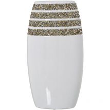 Fijalo - Vase en céramique blanche avec cristaux 19X12X35 Cm