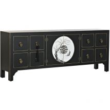 Dkd Home Decor - Meuble Tv Sapin Mdf 130X26X51 Oriental Noir