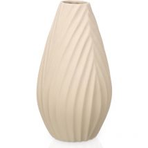 Gift Decor - Vase en céramique rayure diagonale, beige