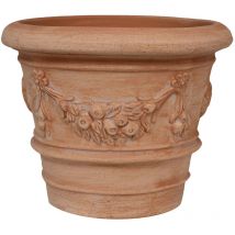 Vase rond en terre cuite Vase d'extérieur 30X25 cm Jardinière de jardin Fabriqué à la main Made Italy Vase de balcon rond fleurs